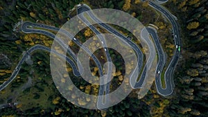 Maloja pass switchbacks road in mountains