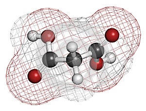 Malonic acid organic dicarboxylic acid molecule. photo