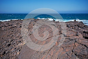 Malpais de Guimar, badlands volcanic landscape in Tenerife, Canary island, Spain.