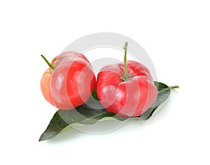 Malpighia glabra,Acerola fruit on white background