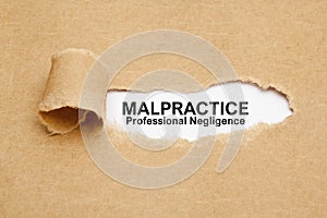 Malpractice Torn Paper Concept photo