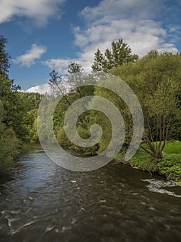 Malse river near Plav village in cloudy autumn day