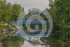 Malse river in spring morning in Budweis city