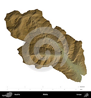 Malta, Austria, isolated on white. Physical