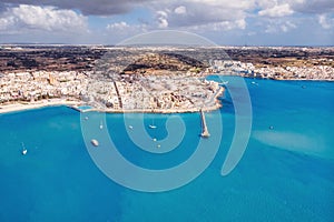 Malta aerial top view on Cargo freeport city Birzebbuga