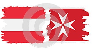 Malta and Austria grunge flags connection vector