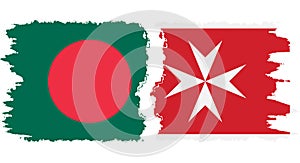 Malta and Bangladesh grunge flags connection vector