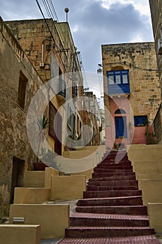 Malta city Skyline, colorful house balcony Malta Valletta