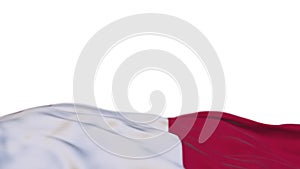 Malta fabric flag waving on the wind loop. Maltese embroidery stiched cloth banner swaying on the breeze. Half-filled white