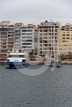 Buidlings and boats on Sliema waterfront Malta