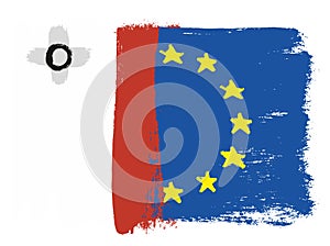 Malta Flag & European Union Flag Vector Hand Painted with Rounded Brush