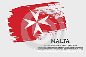 Malta flag grunge brush and poster, vector
