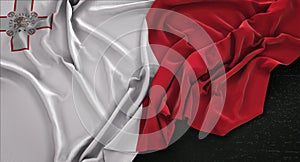 Malta Flag Wrinkled On Dark Background 3D Render