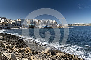 Rough sea in St Pauls bay Malta