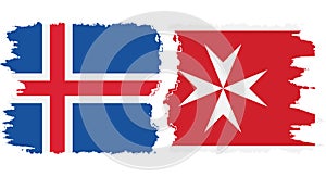 Malta and Iceland grunge flags connection vector