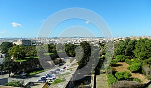 Malta, Il-Furjana, Argotti Botanic Gardens and Resource Centre, panorama of the city