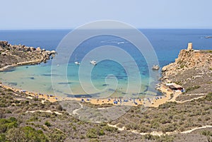 Malta Island - Ghajn Tuffieha Bay, panoramic view photo