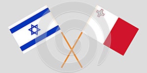 Malta and Israel. The Maltese and Israeli flags. Official colors. Correct proportion. Vector