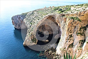 Malta - January 2023 - Amazing rock formation known as the Blue Grotto