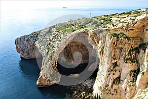 Malta - January 2023 - amazing rock formation known as the Blue Grotto