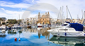 Malta - Msida cathedral and marina
