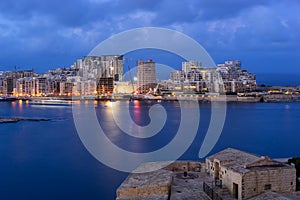 Malta. Panoramic view of Sliema and Marsamxett harbour