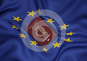 Malta passport with European Union flag