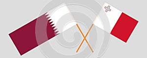 Malta and Qatar. The Maltese and Qatari flags. Official colors. Correct proportion. Vector