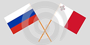 Malta and Russia. The Maltese and Russian flags. Official colors. Correct proportion. Vector
