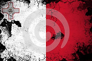 Malta rusty and grunge flag illustration