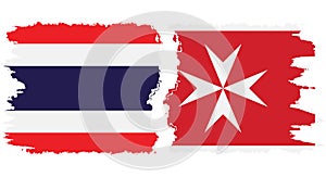 Malta and Thailand grunge flags connection vector