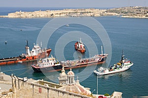 Malta Valetta harbour with ships