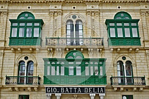 Malta, Valetta: typical green balconies