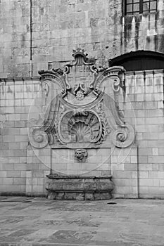 Malta, Valletta, August 2019. Ancient fountain in the city center.