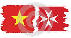 Malta and Vietnam grunge flags connection vector