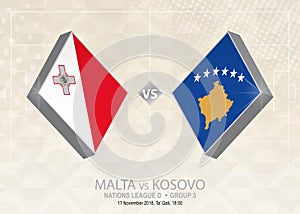 Malta vs Kosovo, League D, Group 3. Europe football competition.