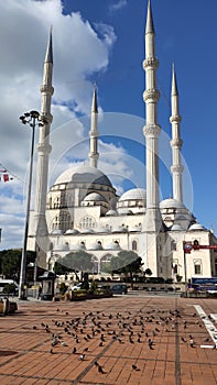 Maltepe Mosque Square. Empty streets on day 1 of the lockdown due to the Corona Virus pandemic. New type of coronavirus originated