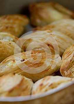 Maltese baking delicacy, pastizzi. Pastizzi, typical street food. Maltese pastas with ricotta and peas. Maltese food. Photo from