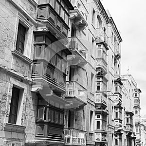 Maltese balconies above a street