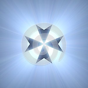 Maltese cross symbol blue light flare