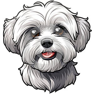 Maltese dog logo, clear lines, emblem, symbol, sign, mascot, portrait