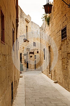 Maltese narrow street Mdina, Malta