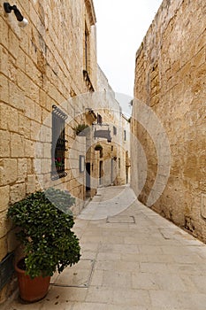 Maltese narrow street Mdina, Malta