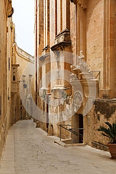 Maltese narrow street Mdina, Malta