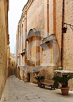 Maltese narrow street Mdina, Malta