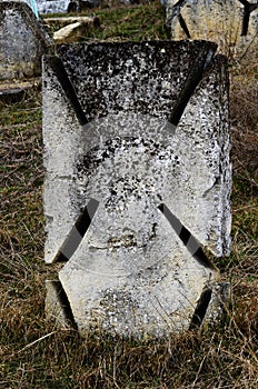 Maltese stone cros on ancient ukrainian Cossack`s graveyard,Odes