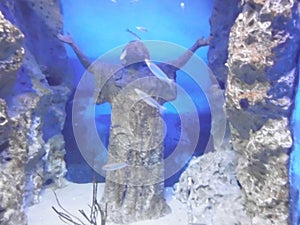 Maltese underwater statue of Jesus Christ. Qawra, Malta