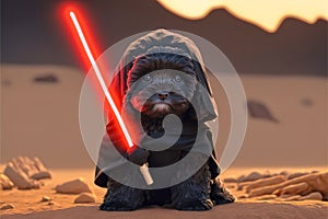 Maltipoo Puppy Jedi - AI Generative photo