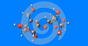 Maltose molecular structure isolated on blue