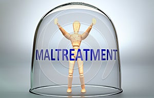 Maltreatment can separate a person from the world and lock in an isolation that limits - pictured as a human figure locked inside